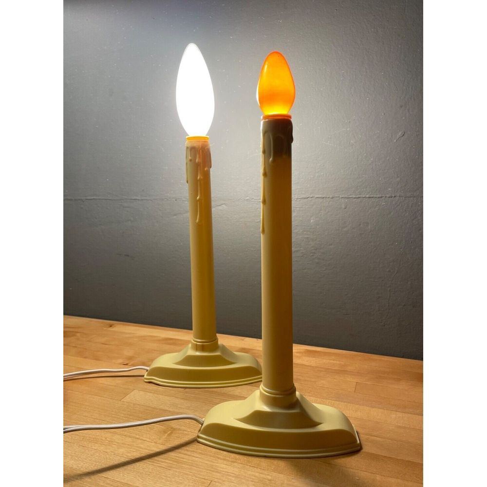 2 Vintage NOMA Molded Plastic Drip Christmas Candles Windows Lights in Box